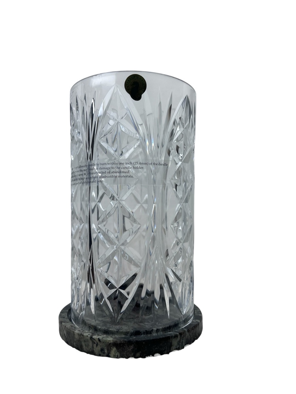 Waterford Crystal & Connemara Marble "Ah Chara Fáilte" Cylinder Hurricane Lamp